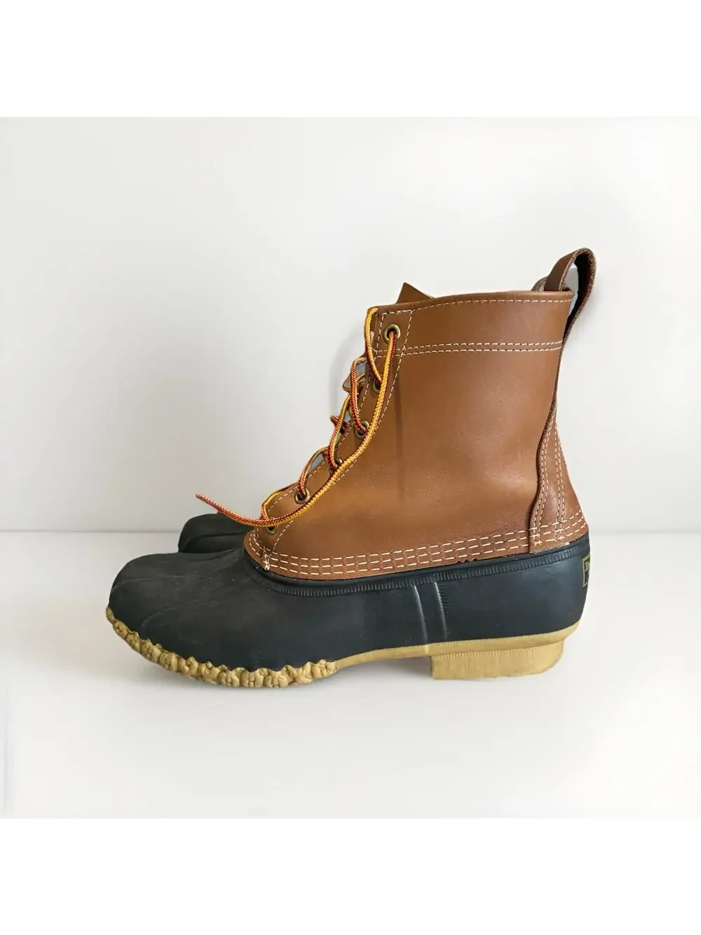 LL Bean Bean Boots Made in USA Duck Boot Brown Leather 10 M